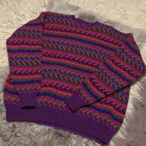 Vintage Wendy Lawrence Wool Sweater-Vibrant Pattern-Like New Condition - Picture 10 of 17
